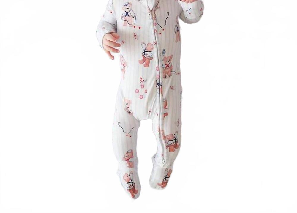 NEW POSH PEANUT babies captain theo footie zippered one piece in white